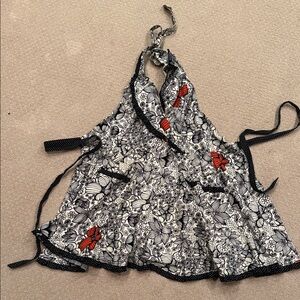 Floral Halter Apron with Red Accents from Anthropologie